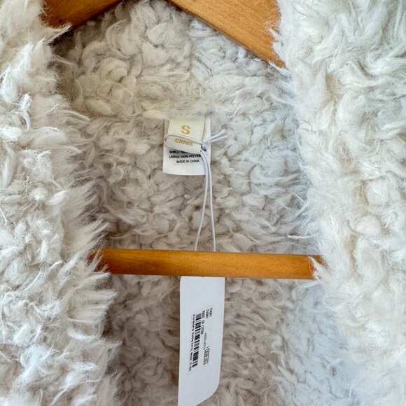 Charming Charlie Small White with Black Trim Sherpa Furry Vest - Picture 3 of 12